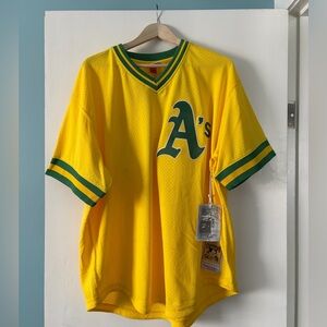 Oakland Athletics #35 Rickey Henderson Cooperstown Retro Mesh Batting Jersey- XL